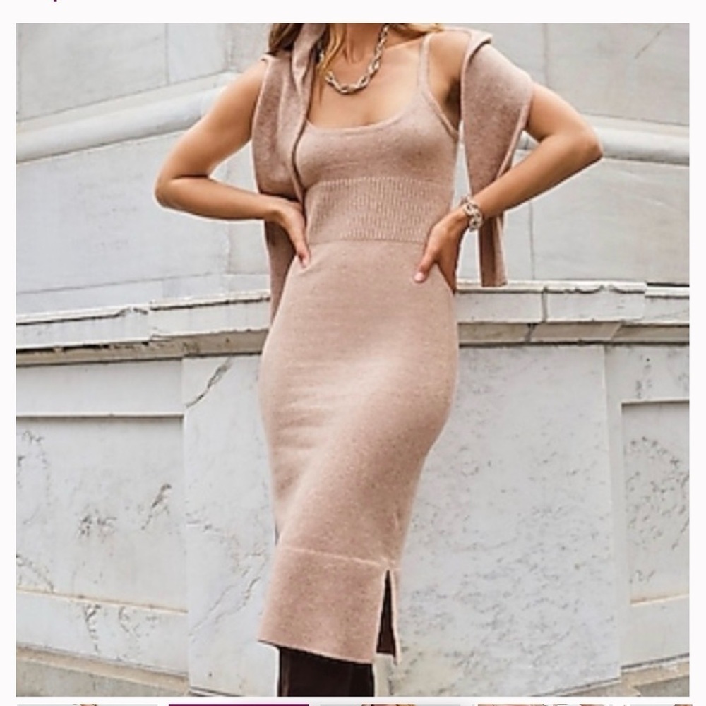 Express Sleeveless Knit Midi Dress in Taupe
